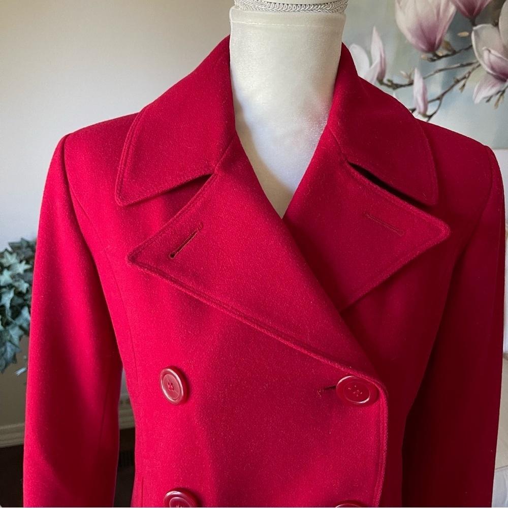 St. John’s Bay Cranberry Double Breasted Wool Pea Coat / Gloves - Picture 2 of 16